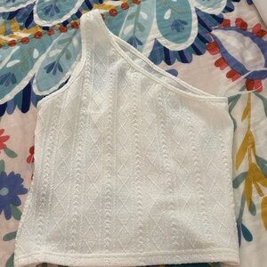 SHEIN White One-Shoulder Knit Crop Top
